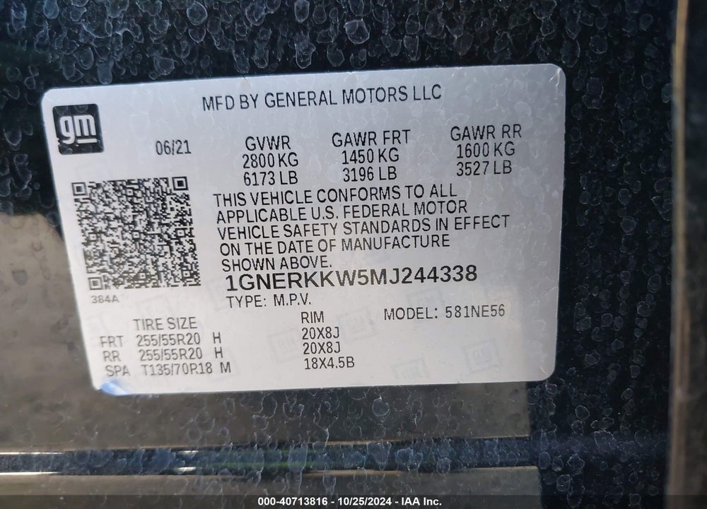 2021 CHEVROLET TRAVERSE FWD PREMIER VIN: 1GNERKKW5MJ244338