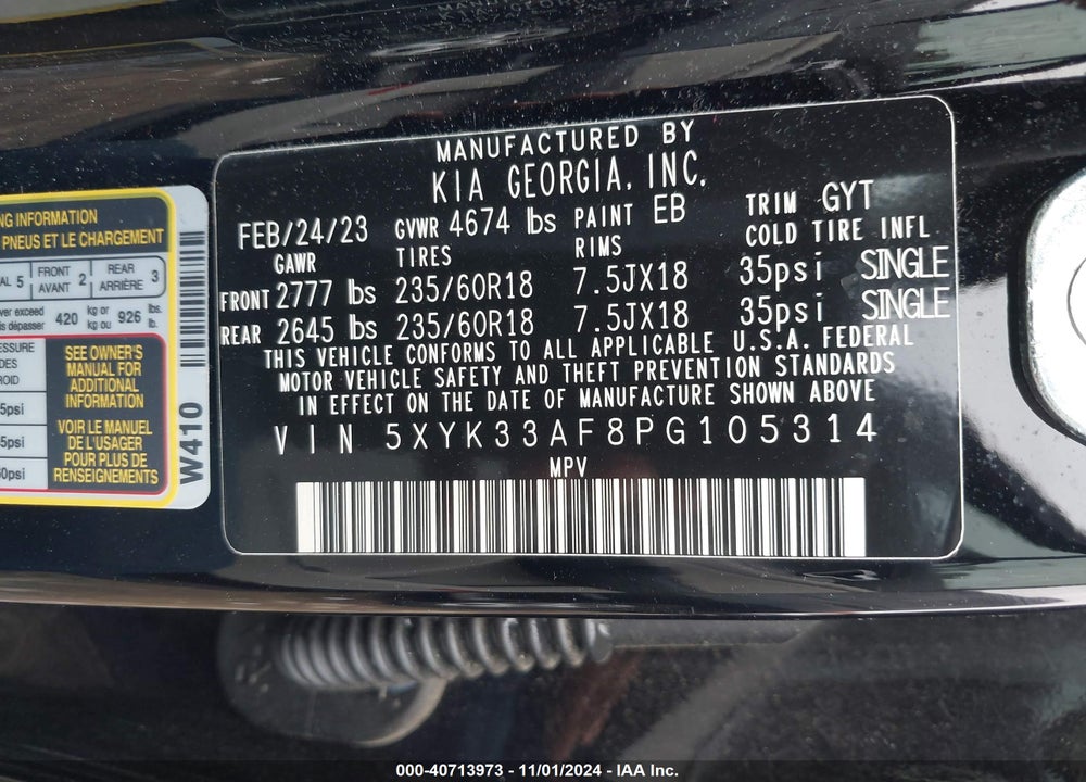 2023 KIA SPORTAGE EX VIN: 5XYK33AF8PG105314