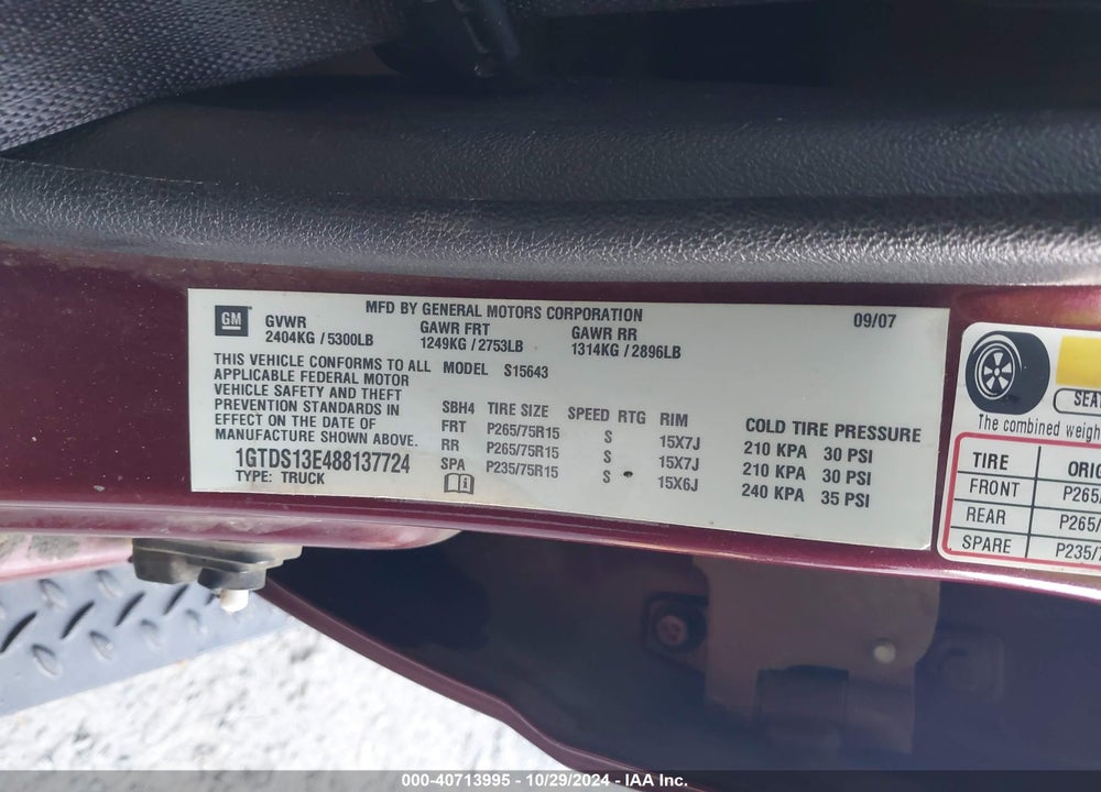 2008 GMC CANYON SLT VIN: 1GTDS13E488137724