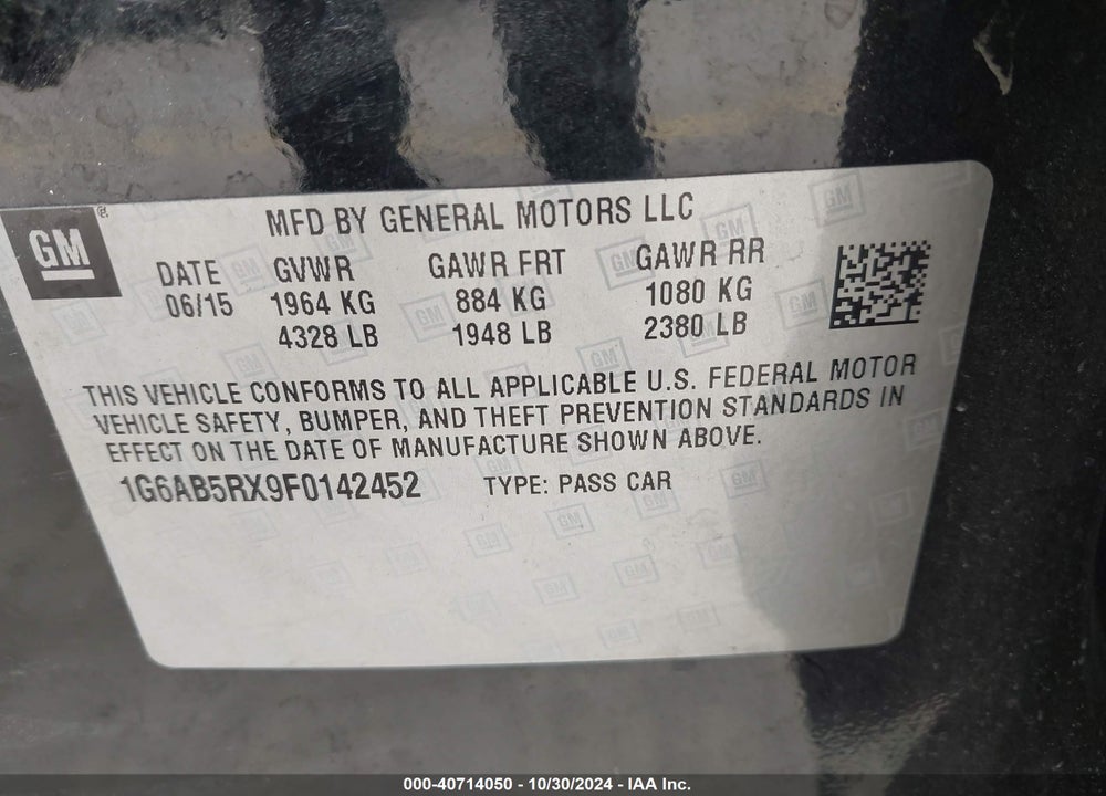 2015 CADILLAC ATS LUXURY VIN: 1G6AB5RX9F0142452
