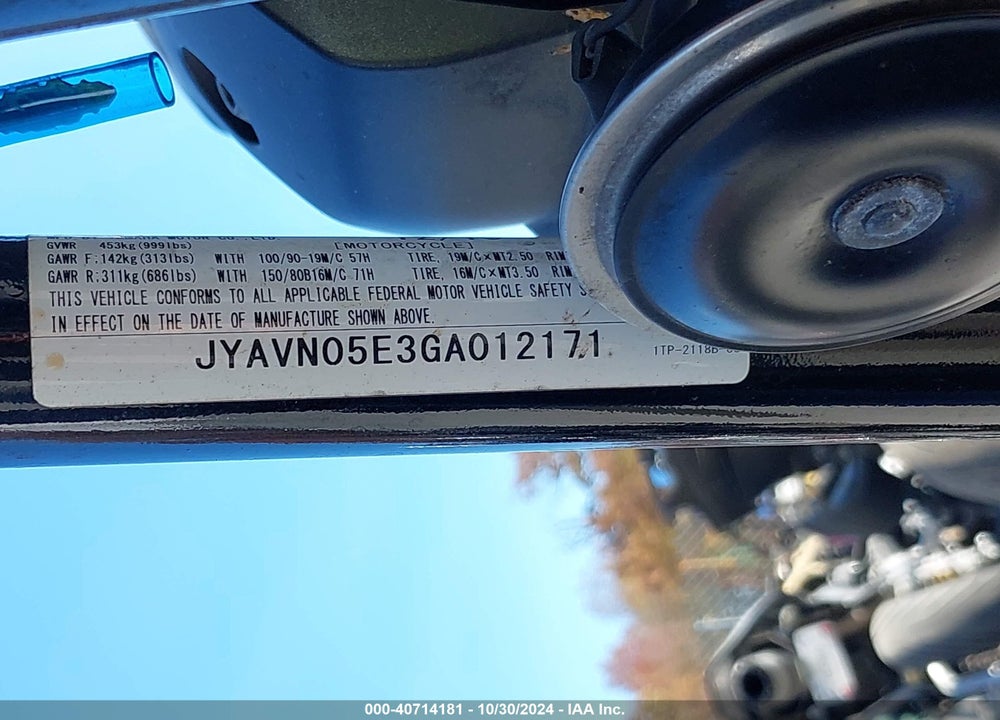 2016 YAMAHA XVS950 CU/CUC VIN: JYAVN05E3GA012171