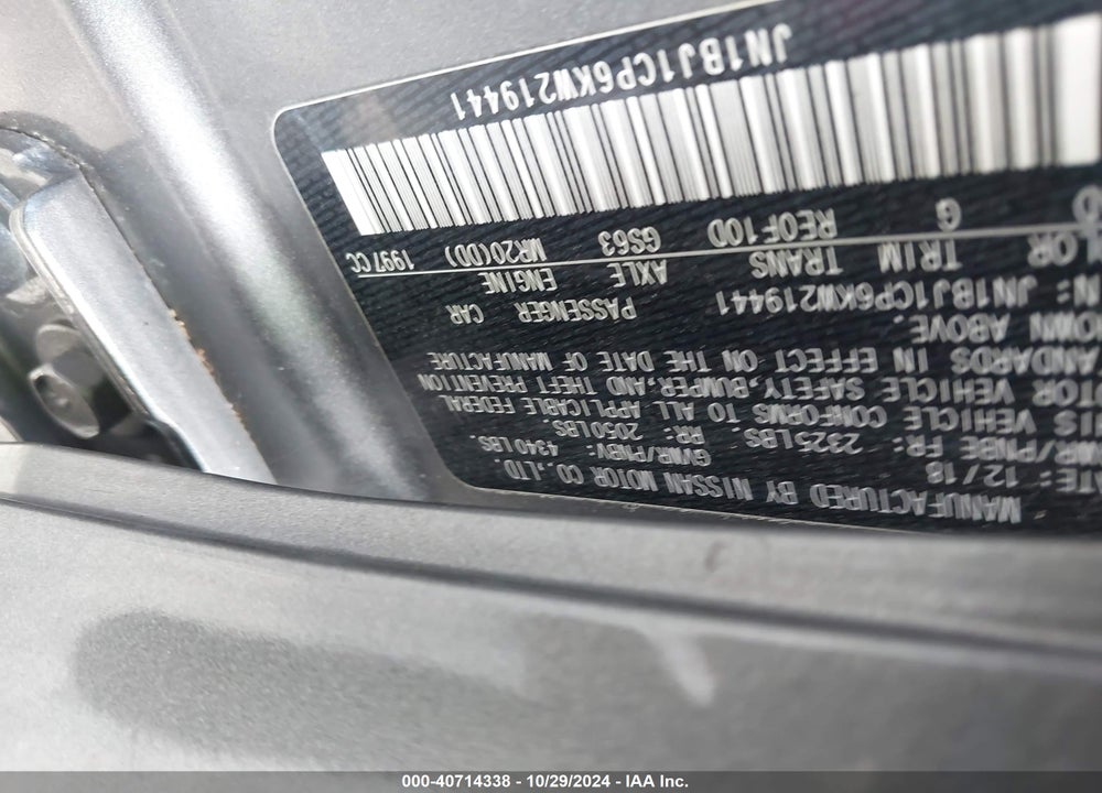 2019 NISSAN ROGUE SPORT S VIN: JN1BJ1CP6KW219441