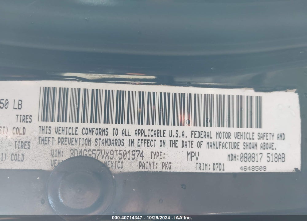 2009 DODGE JOURNEY R/T VIN: 3D4GH67V49T570341