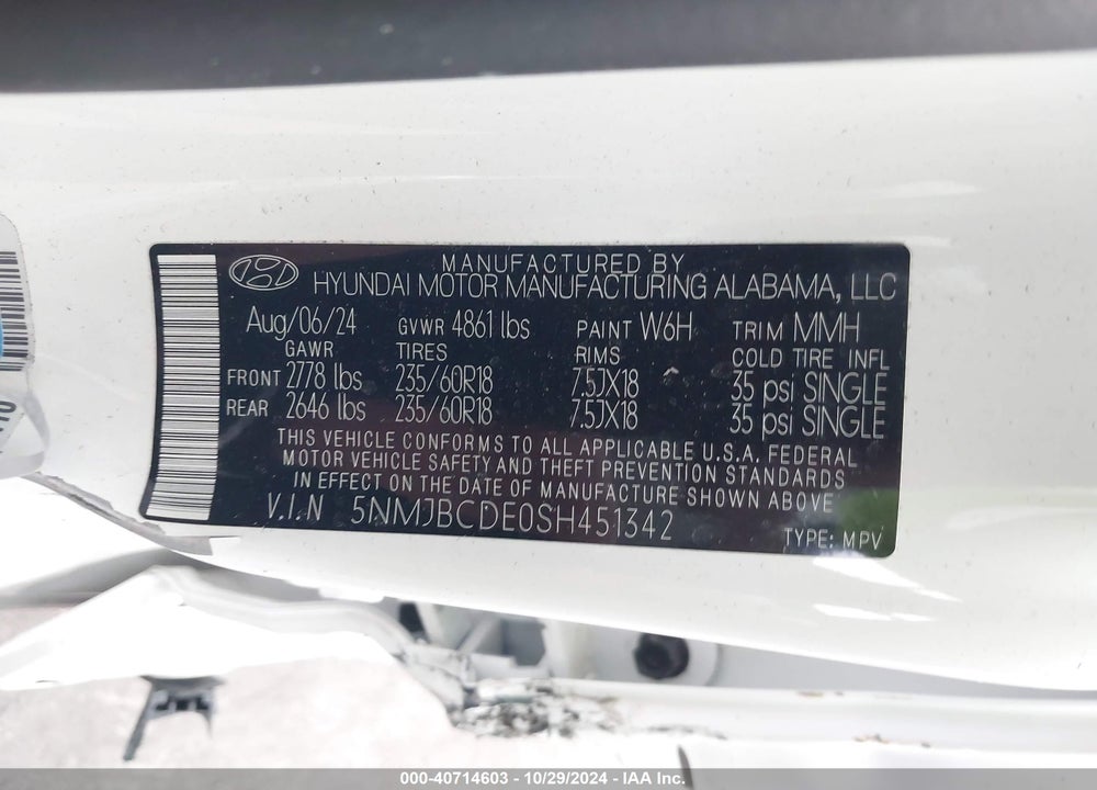2025 HYUNDAI TUCSON SEL VIN: 5NMJBCDE0SH451342