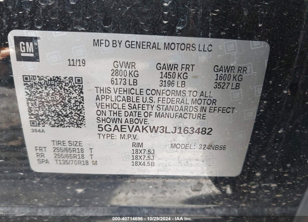 2020 BUICK ENCLAVE AWD ESSENCE VIN: 5GAEVAKW3LJ163482