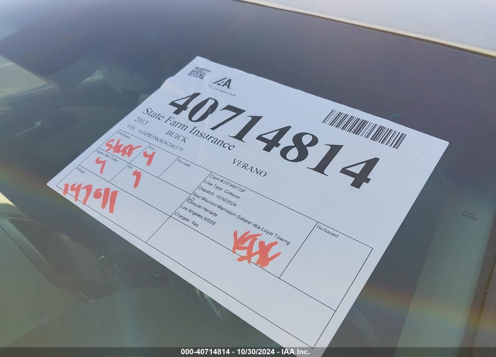 2013 BUICK VERANO VIN: 1G4PR5SK8D4246370