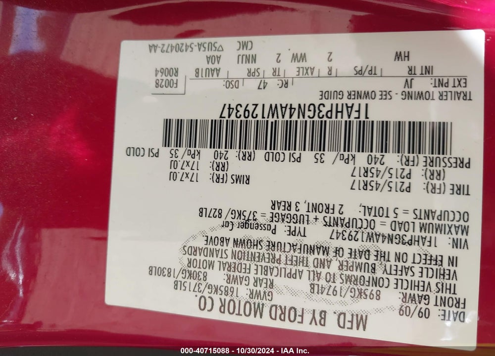 2010 FORD FOCUS SES VIN: 1FAHP3GN4AW129347