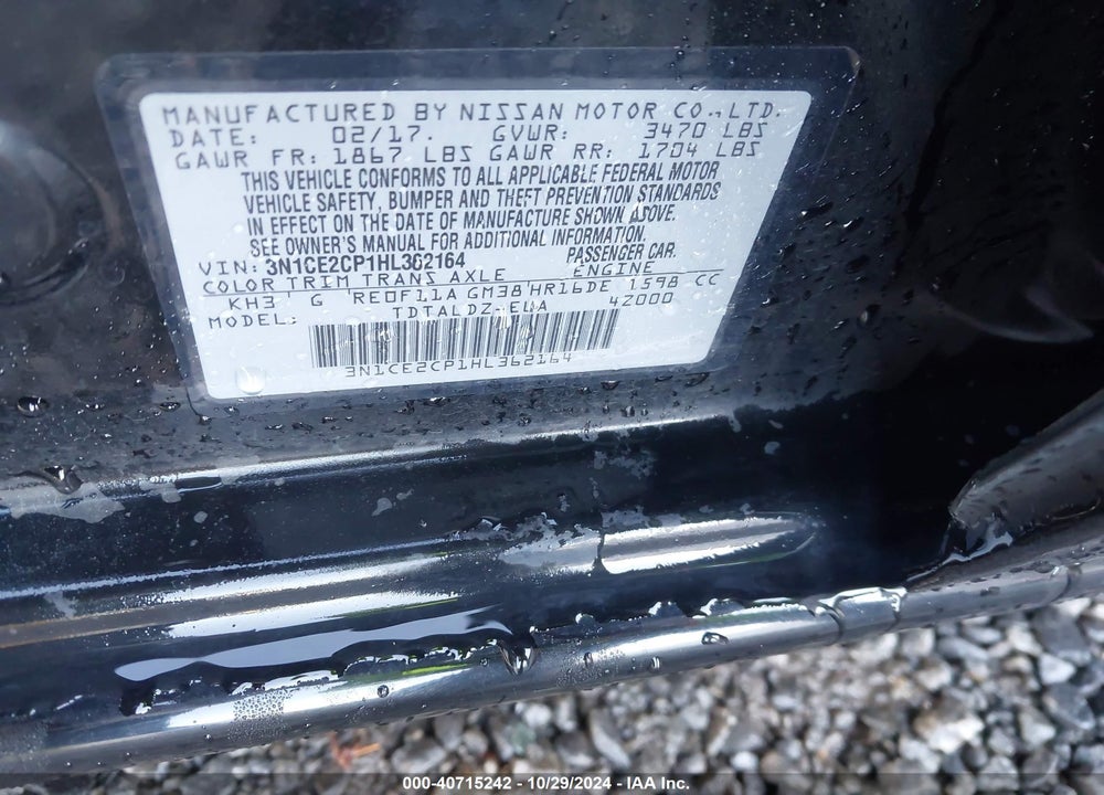 2017 NISSAN VERSA NOTE SV VIN: 3N1CE2CP1HL362164