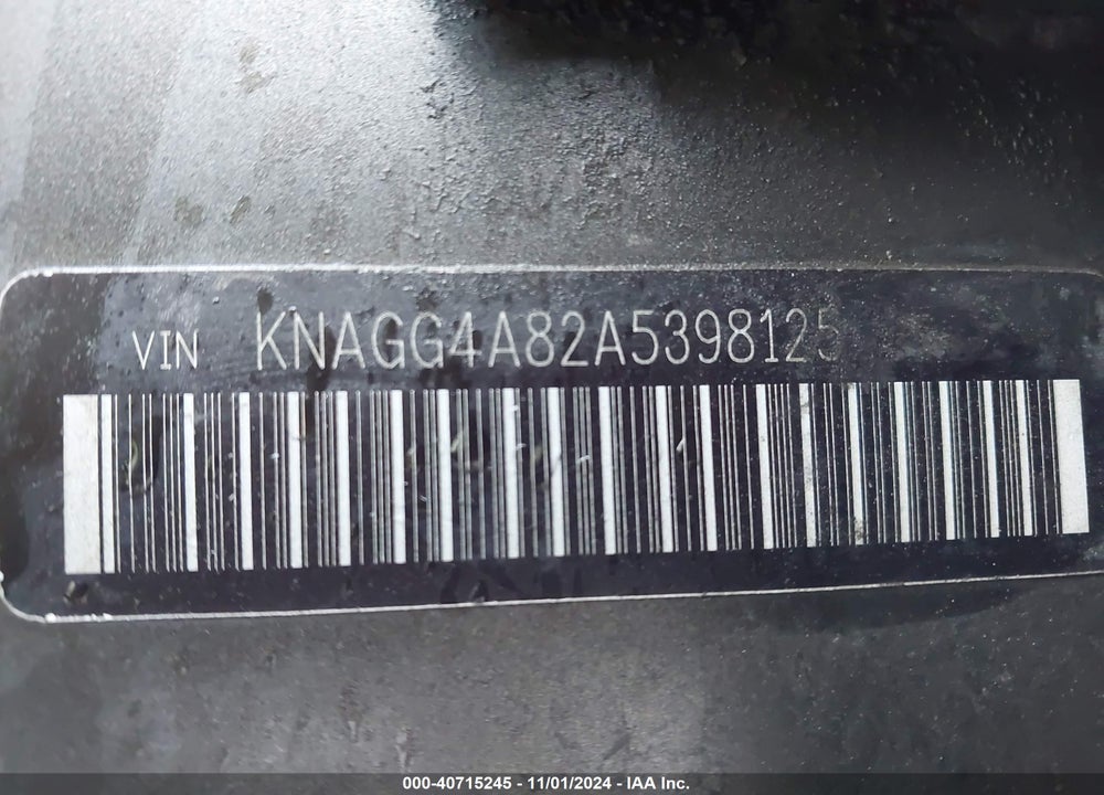 2010 KIA OPTIMA LX VIN: KNAGG4A82A5398125