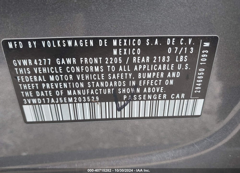 2014 VOLKSWAGEN JETTA 1.8T SE VIN: 3VWD17AJ5EM203529