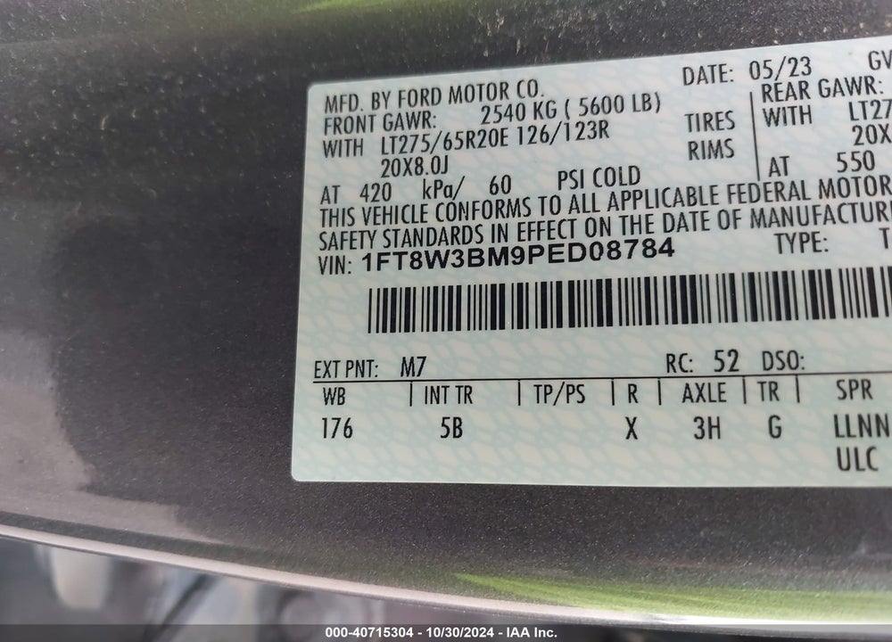 2023 FORD F-350 LARIAT VIN: 1FT8W3BM9PED08784