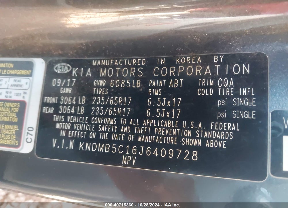 2018 KIA SEDONA LX VIN: KNDMB5C16J6409728
