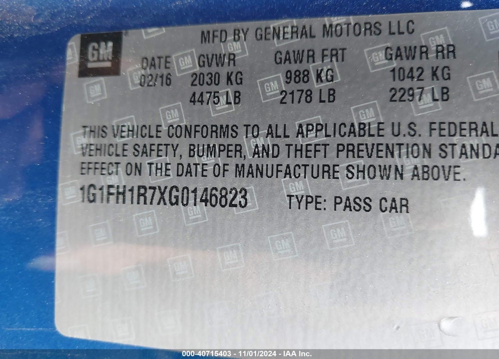 2016 CHEVROLET CAMARO 2SS VIN: 1G1FH1R7XG0146823