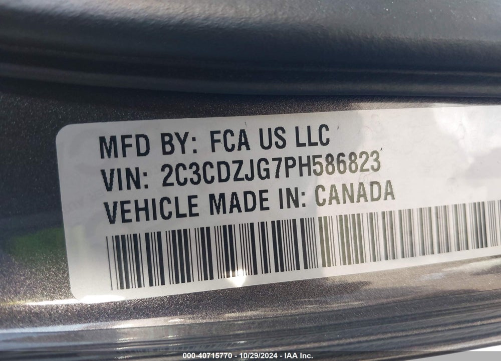 2023 DODGE CHALLENGER VIN: 2C3CDZJG7PH586823