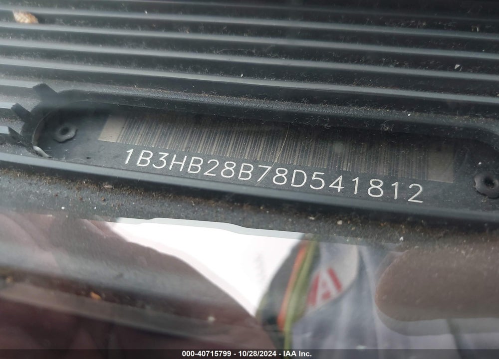 2008 DODGE CALIBER SE VIN: 1B3HB28B78D541812
