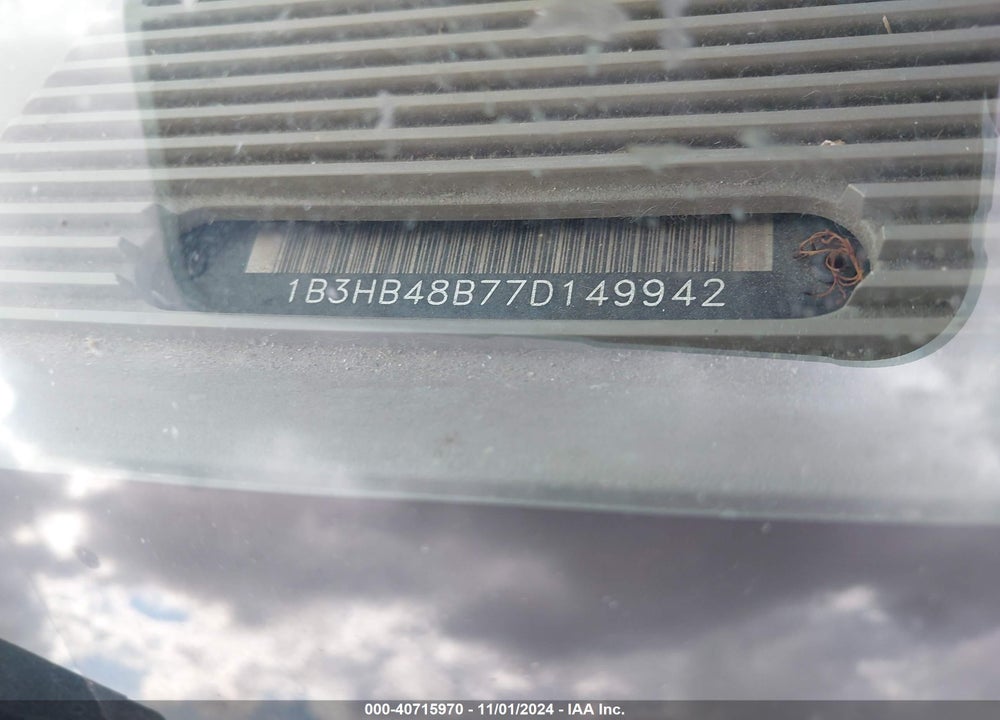 2007 DODGE CALIBER SXT VIN: 1B3HB48B77D149942