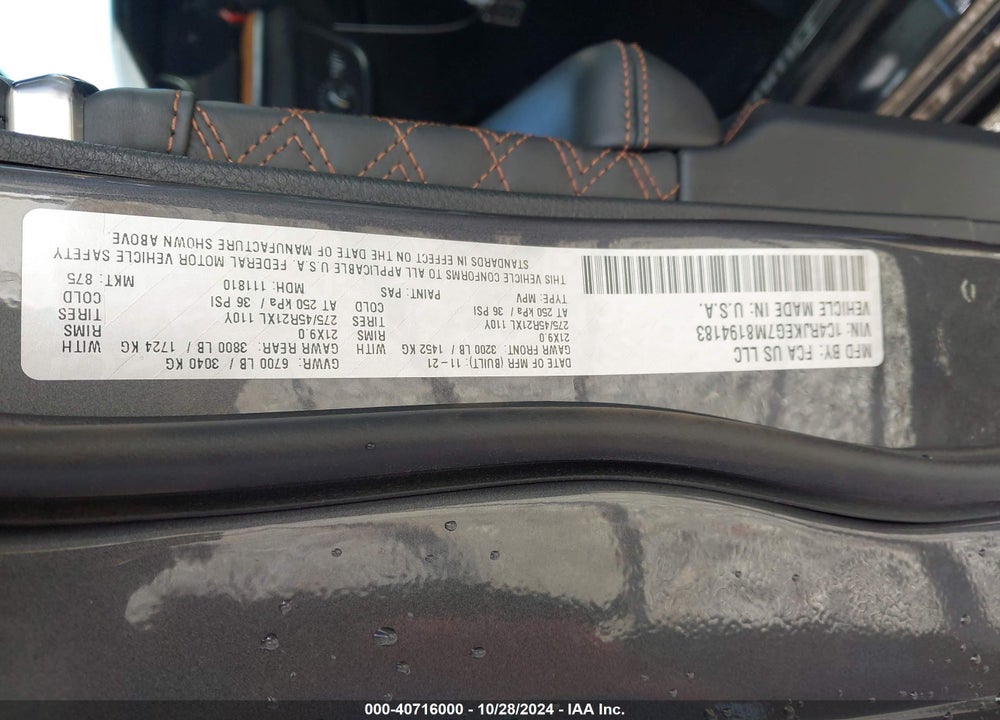 2021 JEEP GRAND CHEROKEE L SUMMIT RESERVE 4X4 VIN: 1C4RJKEG7M8194183