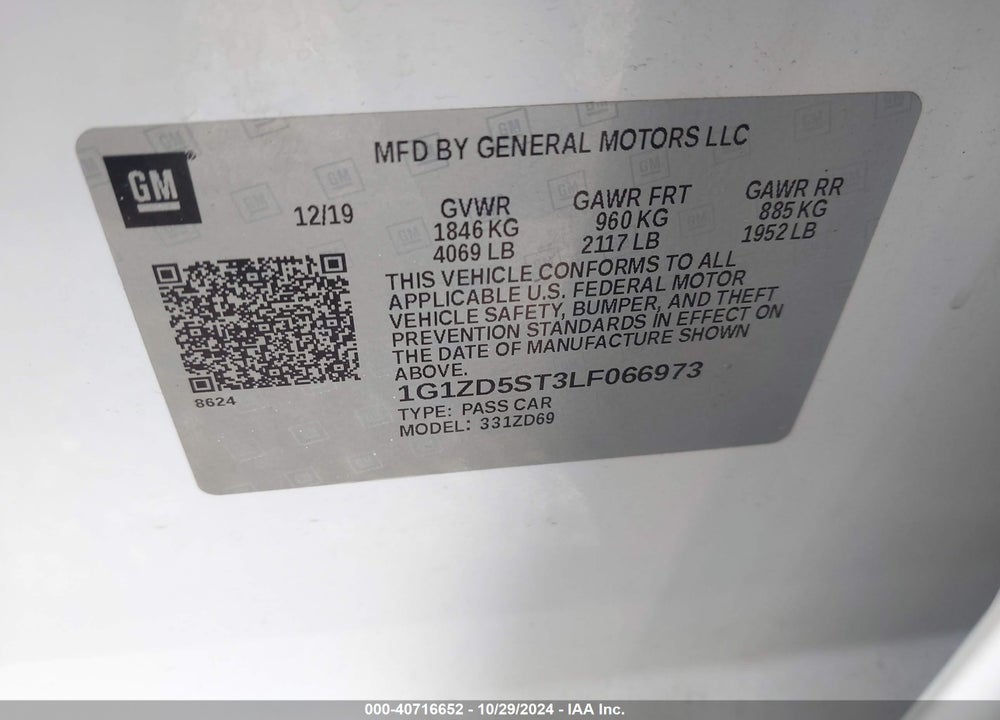 2020 CHEVROLET MALIBU FWD LT VIN: 1G1ZD5ST3LF066973