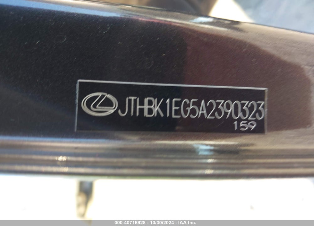 2010 LEXUS ES 350 VIN: JTHBK1EG5A2390323