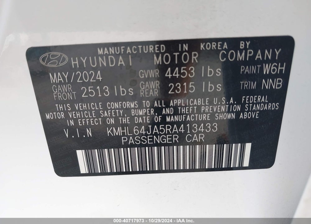 2024 HYUNDAI SONATA SEL VIN: KMHL64JA5RA413433