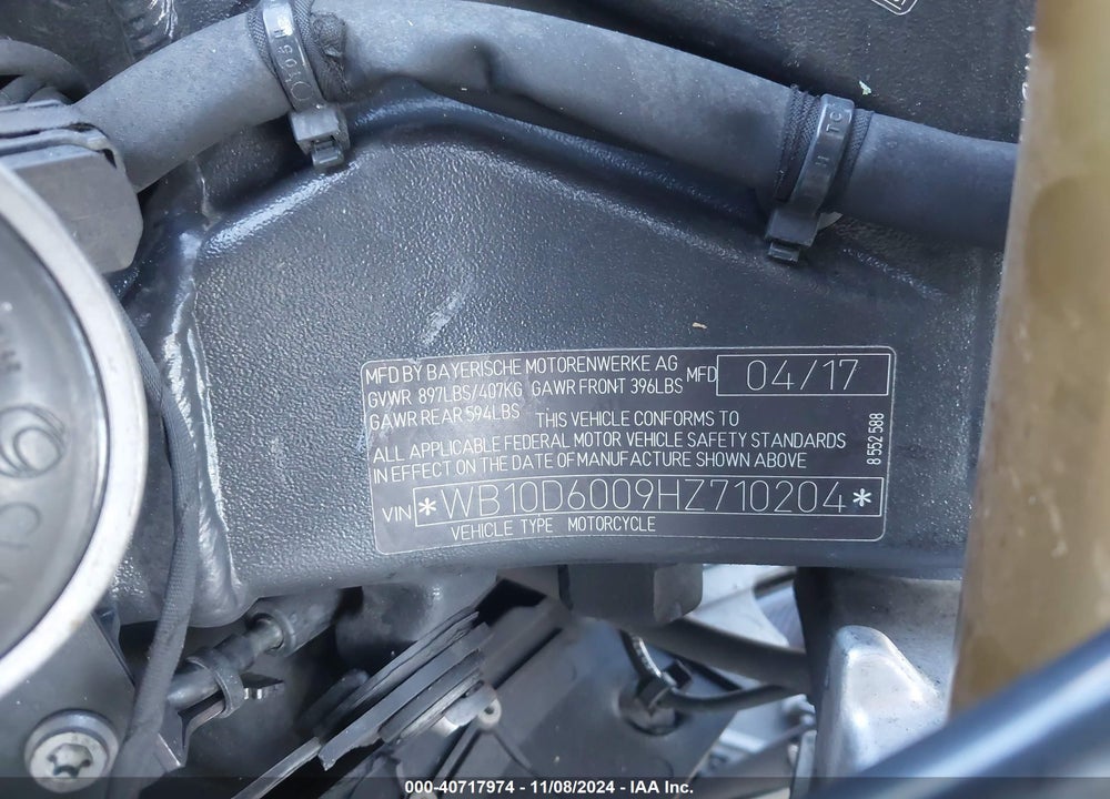 2017 BMW S 1000 RR VIN: WB10D6009HZ710204
