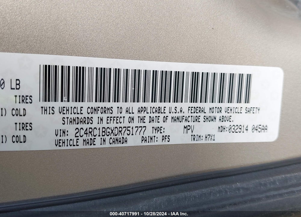 2013 CHRYSLER TOWN & COUNTRY TOURING VIN: 2C4RC1BGXDR751777