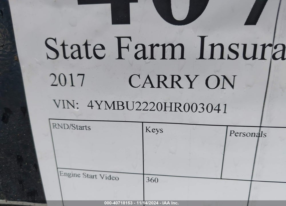 2017 CARRY ON FLATBED VIN: 4YMBU2220HR003041
