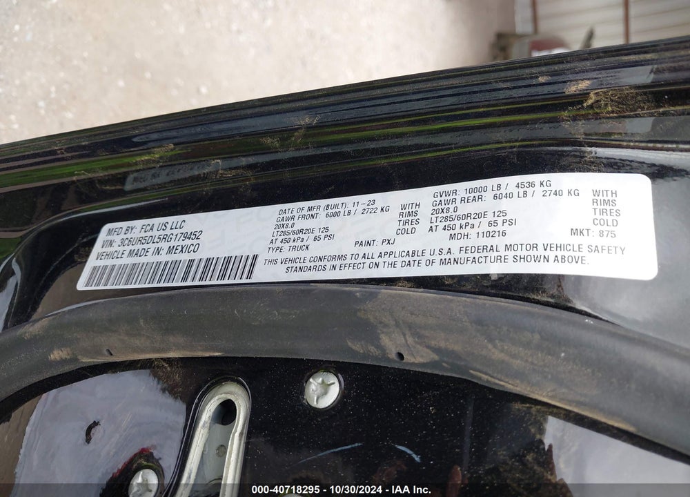 2024 RAM 2500 VIN: 3C6UR5DL5RG179452