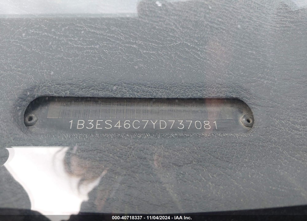 2000 DODGE NEON HIGHLINE VIN: 1B3ES46C7YD737081