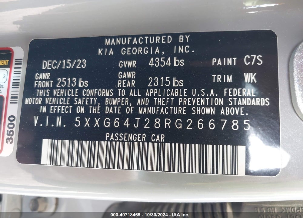 2024 KIA K5 GT LINE VIN: 5XXG64J28RG266785