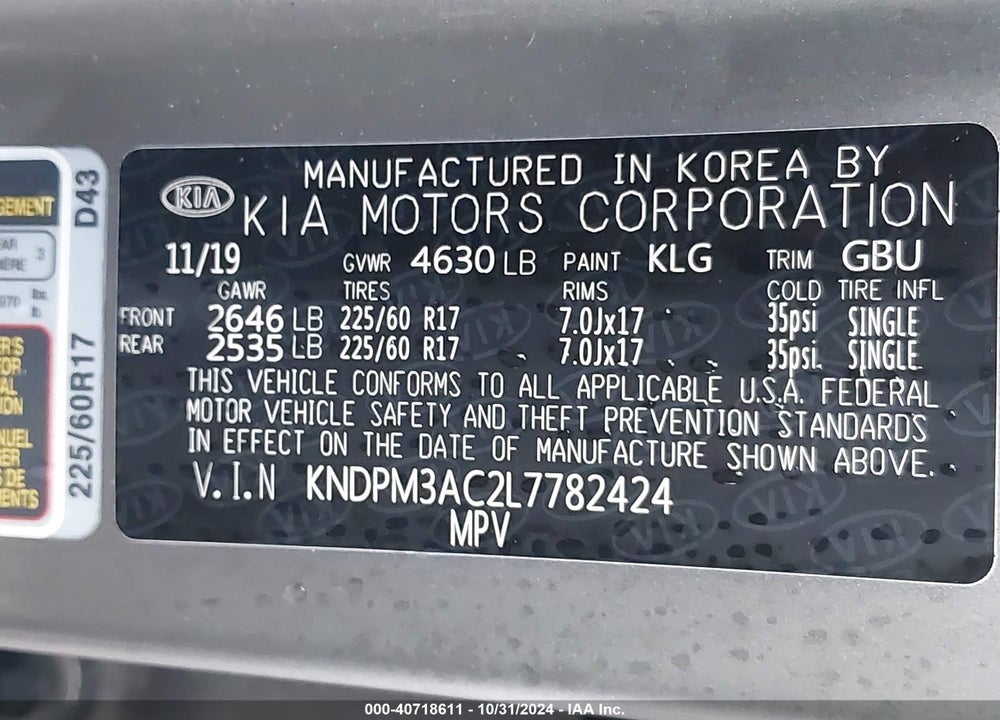 2020 KIA SPORTAGE LX VIN: KNDPM3AC2L7782424