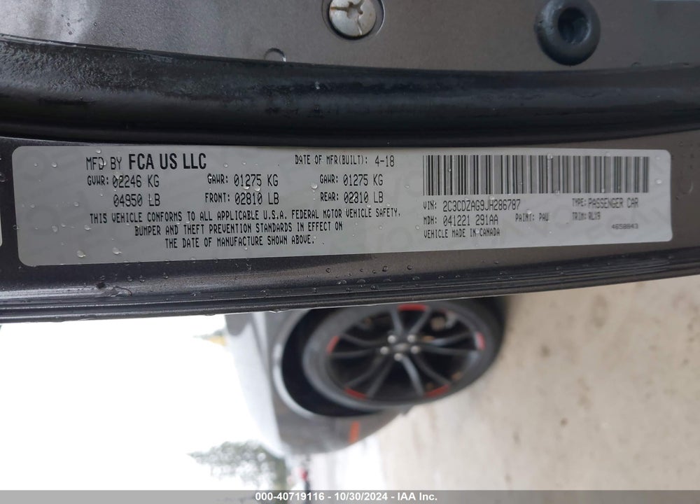 2018 DODGE CHALLENGER SXT PLUS VIN: 2C3CDZAG9JH286787