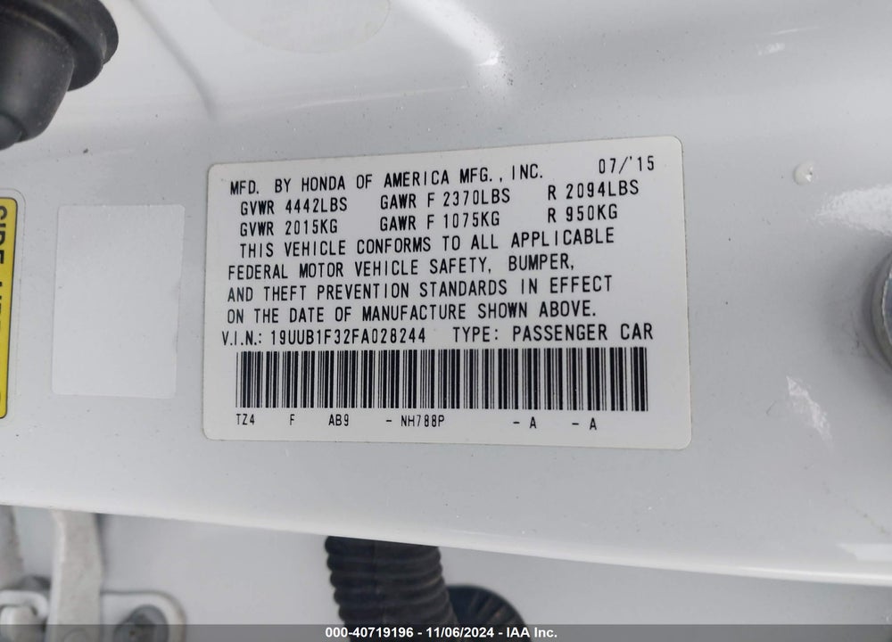 2015 ACURA TLX VIN: 19UUB1F32FA028244