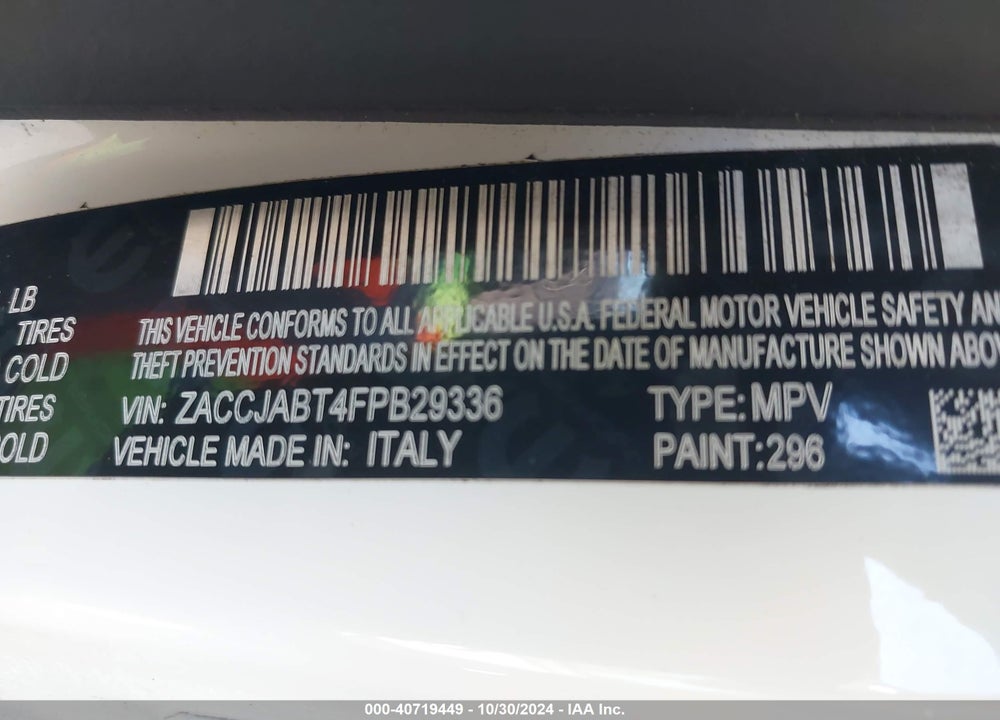 2015 JEEP RENEGADE LATITUDE VIN: ZACCJABT4FPB29336