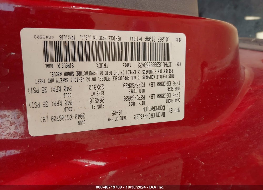2006 DODGE RAM 1500 LARAMIE VIN: 1D7HU18266S558473