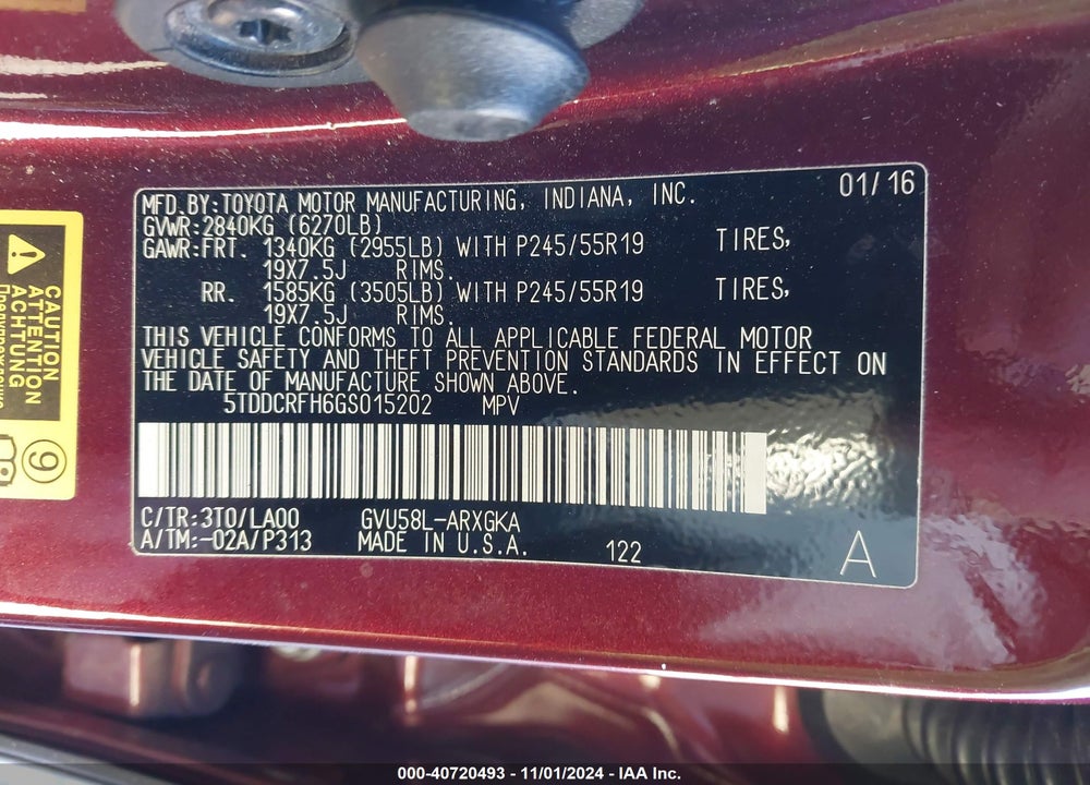 2016 TOYOTA HIGHLANDER HYBRID LIMITED PLATINUM V6 VIN: 5TDDCRFH6GS015202