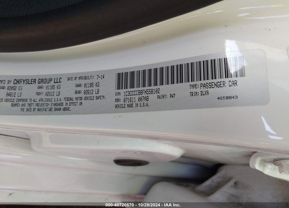 2015 CHRYSLER 200 C VIN: 1C3CCCCB8FN558102