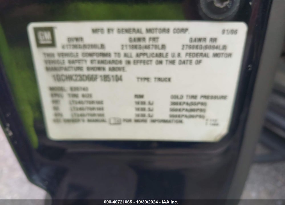 2006 CHEVROLET SILVERADO 2500HD LT3 VIN: 1GCHK23D66F185104