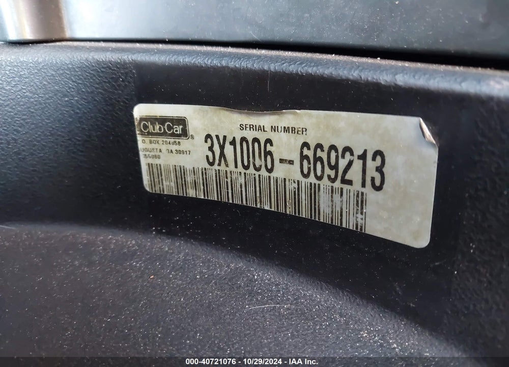 2010 GOLF CART OTHER VIN: 3X1006669213