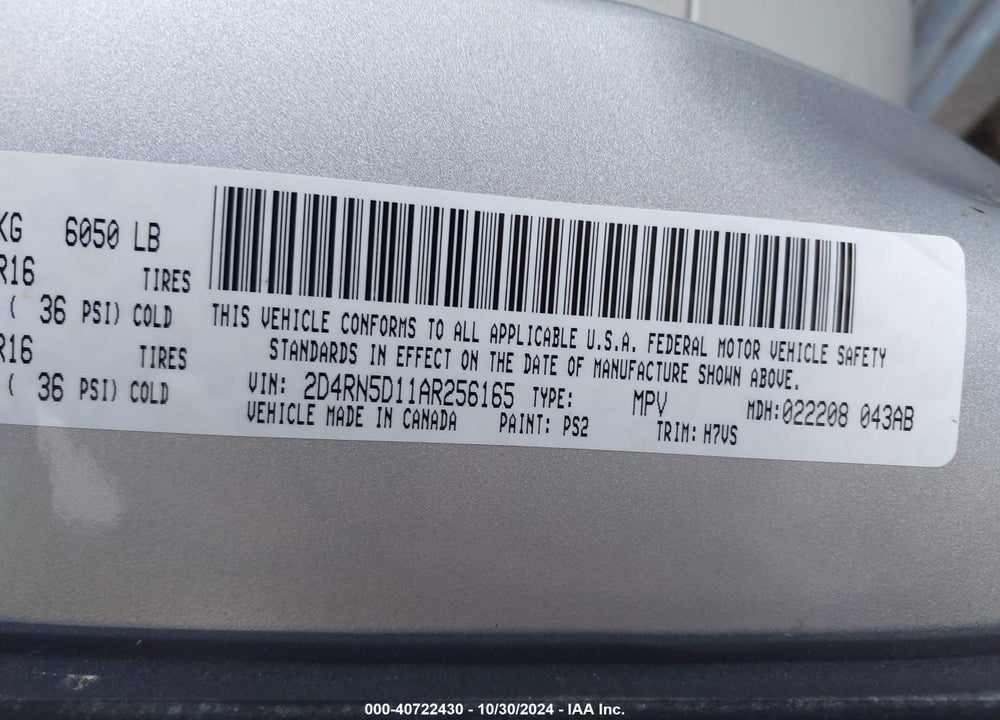 2010 DODGE GRAND CARAVAN SXT VIN: 2D4RN5D11AR256165