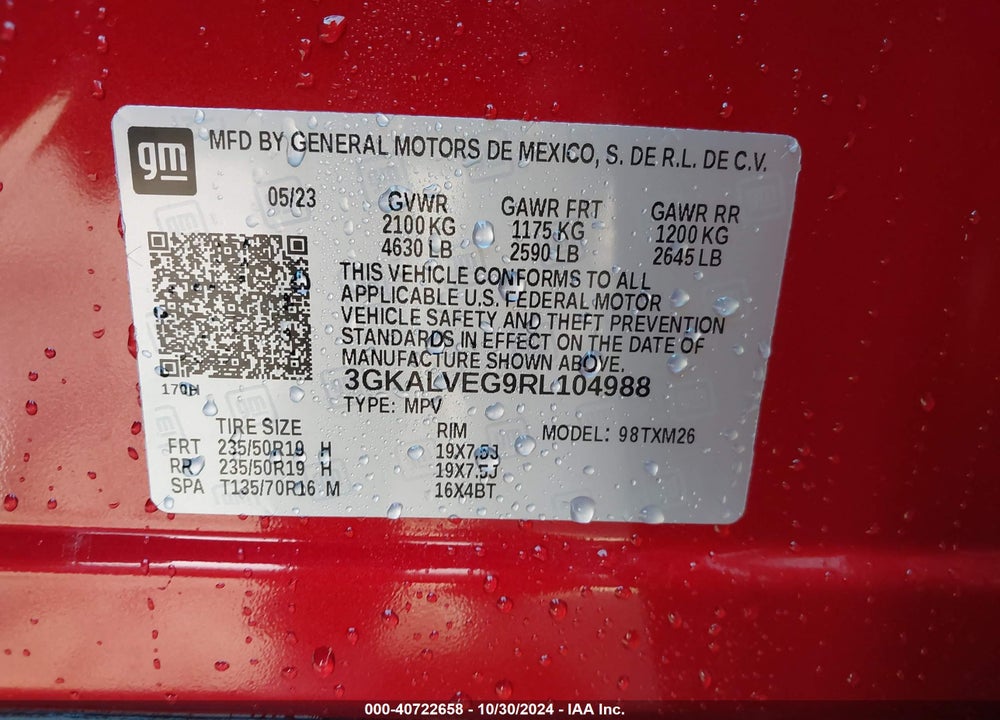 2024 GMC TERRAIN AWD SLT VIN: 3GKALVEG9RL104988