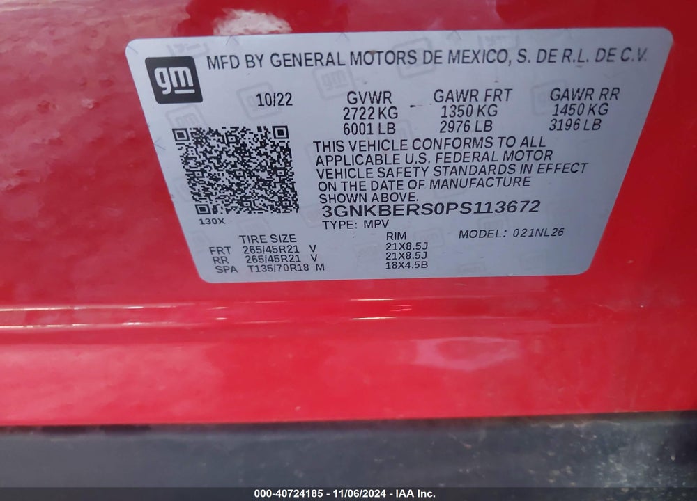 2023 CHEVROLET BLAZER FWD RS VIN: 3GNKBERS0PS113672