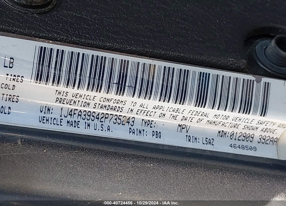 2002 JEEP WRANGLER X VIN: 1J4FA39S42P735243