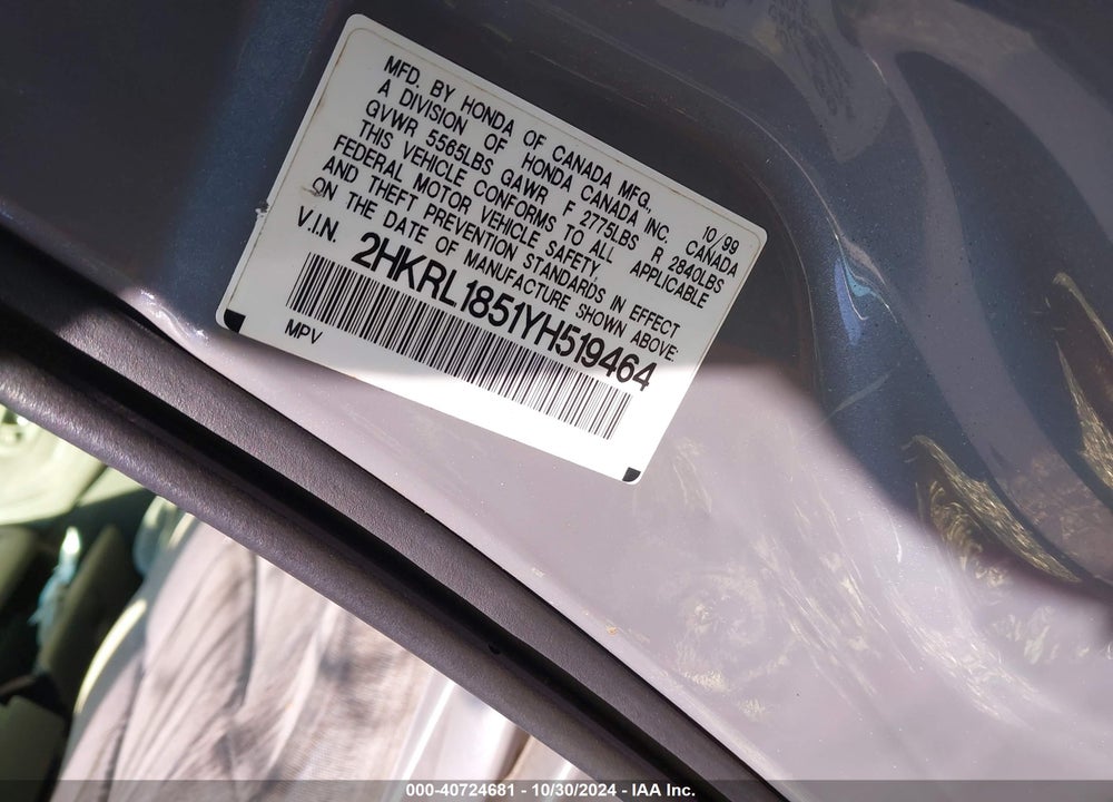 2000 HONDA ODYSSEY LX VIN: 2HKRL1851YH519464