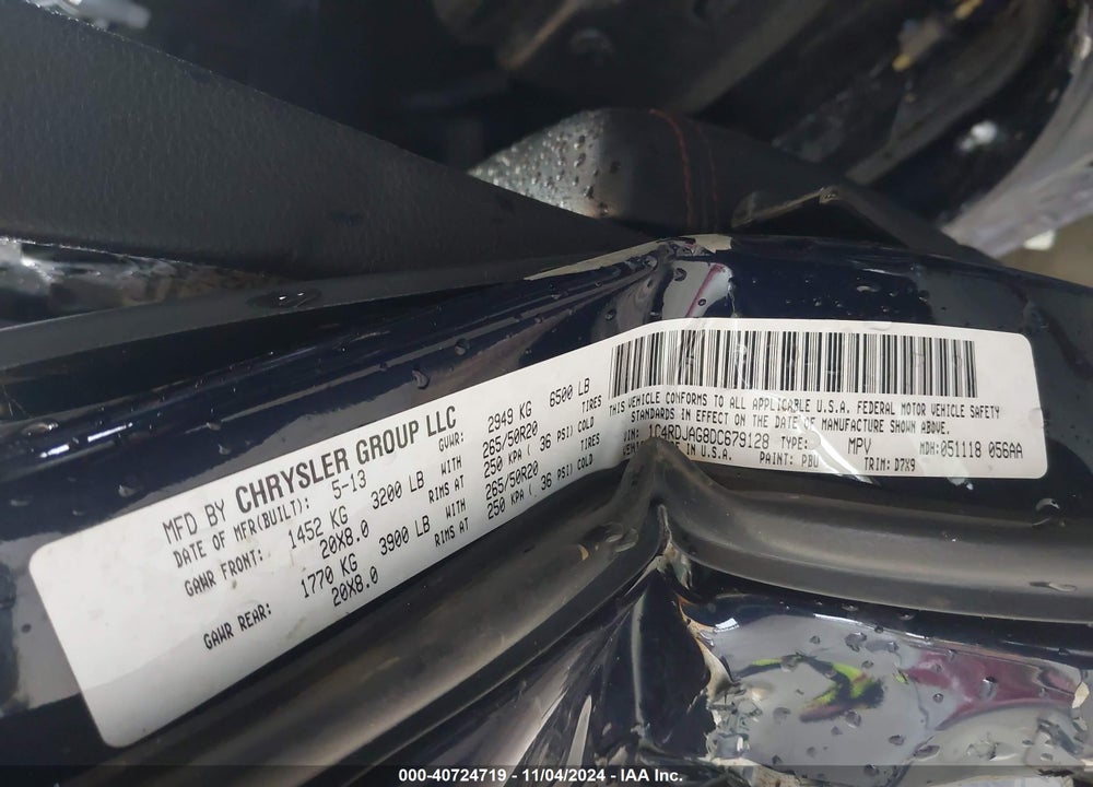 2013 DODGE DURANGO SXT VIN: 1C4RDJAG8DC679128