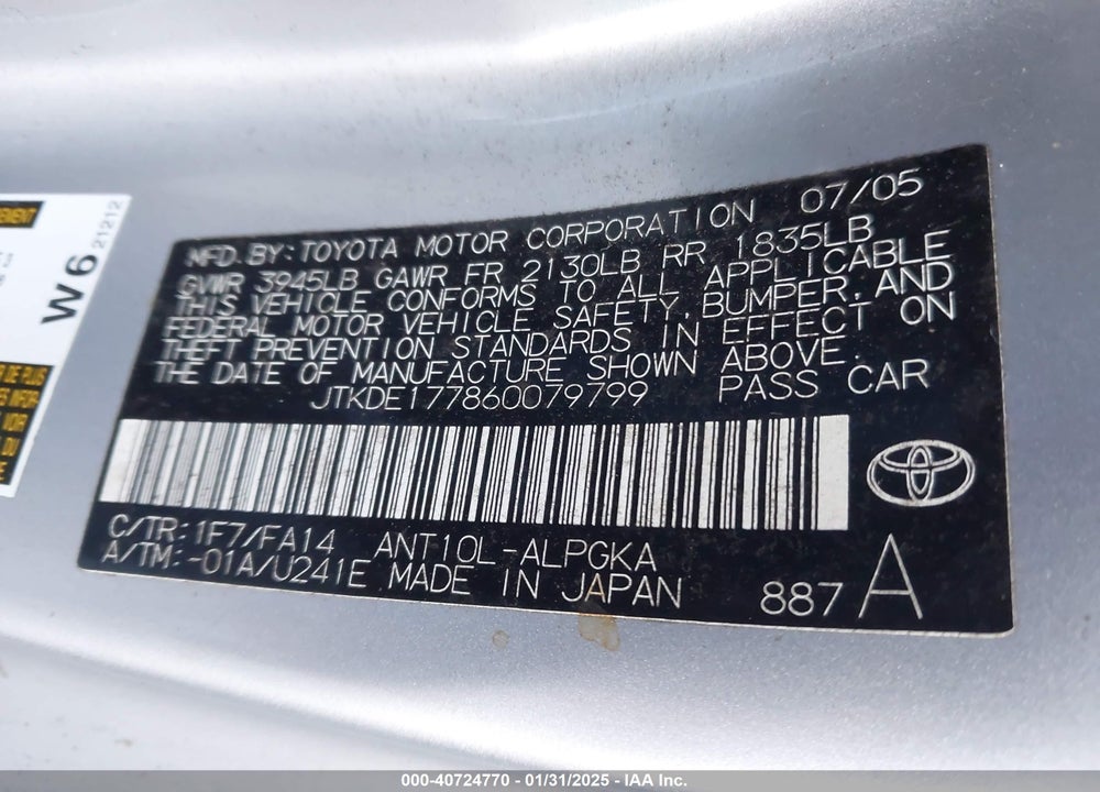 2006 SCION TC VIN: JTKDE177860079799
