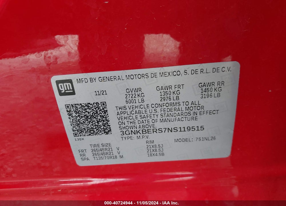 2022 CHEVROLET BLAZER FWD RS VIN: 3GNKBERS7NS119515