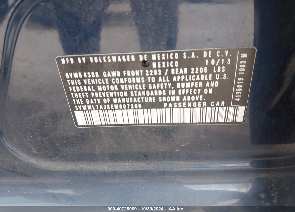 2014 VOLKSWAGEN JETTA SPORTWAGEN 2.0L TDI VIN: 3VWML7AJXEM607260