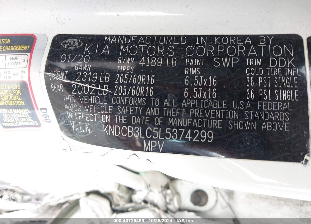 2020 KIA NIRO LXS VIN: KNDCB3LC5L5374299