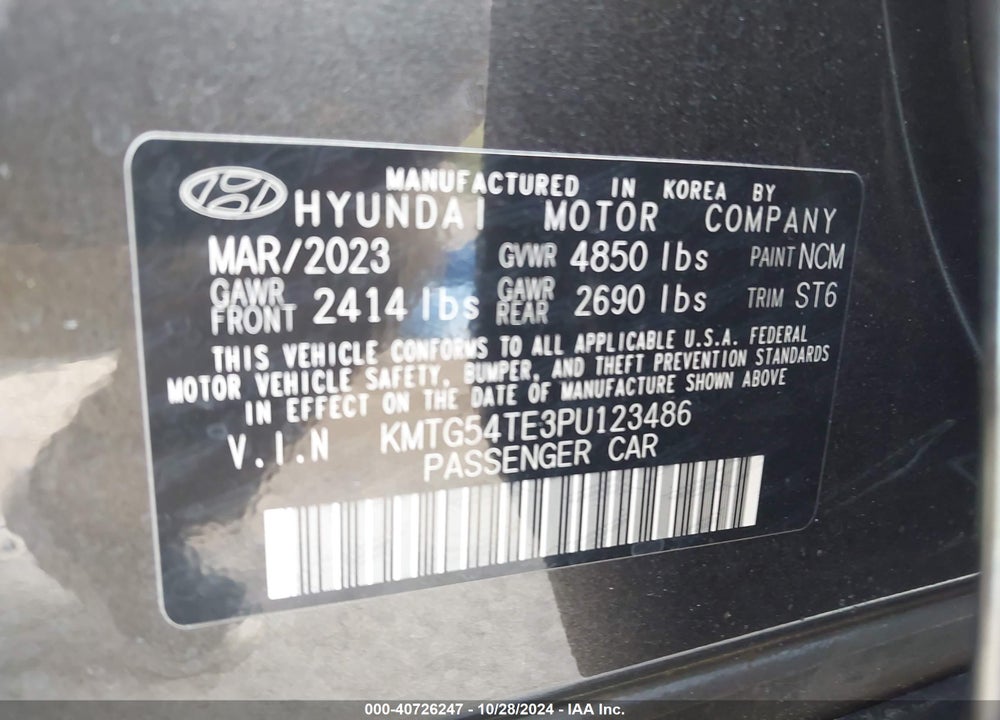 2023 GENESIS G70 3.3T RWD VIN: KMTG54TE3PU123486